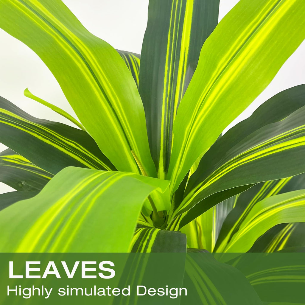 Artificial Dracaena Tree 6ft, Tall Fake Dracaena Plants with White Planter, Faux Dragon Tree Indoor Floor Plant Decor