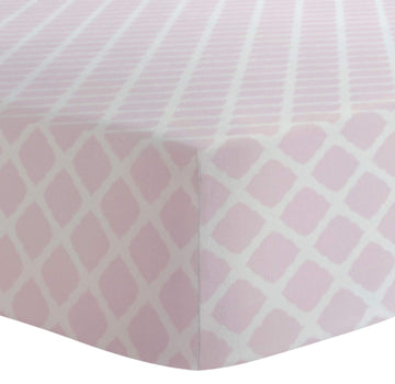 Soft Cotton Flannel Crib Sheet, Made in Canada, Pink Lattice