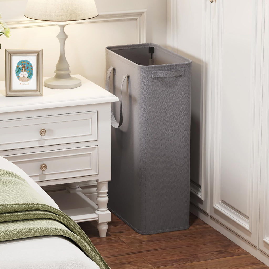 2 Pack Slim Laundry Hamper with Handles, 65L, Grey