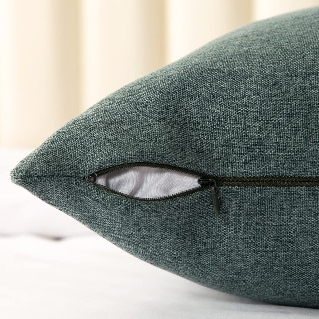 2 Pillowcases (45×45cm)(Without Insert) Blue-Green, Imitation Linen Decorative 2 Pillowcases (Without Insert) Hotel