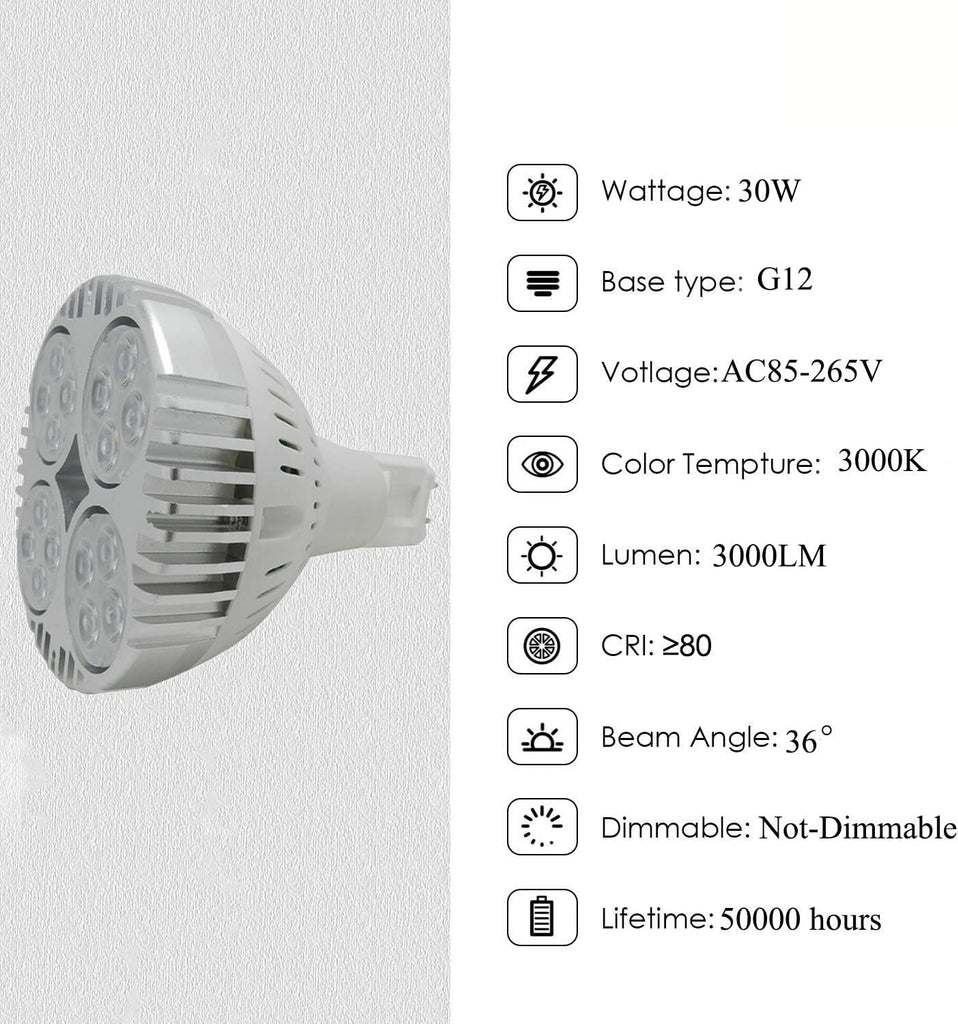 30W Par30 Flood Light Bulb, G12 LED Light Bulb Bright Light Bulbs (300W Equivalent) Recessed Lighting, Warm White