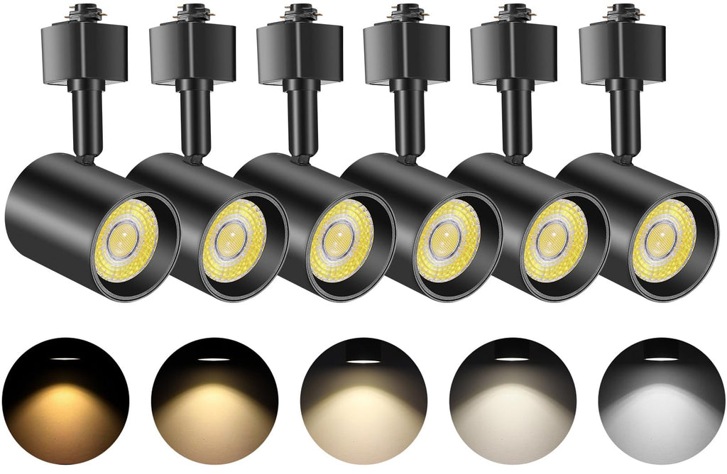 J Type Track Lighting Heads Dimmable, Black, Pack of 6