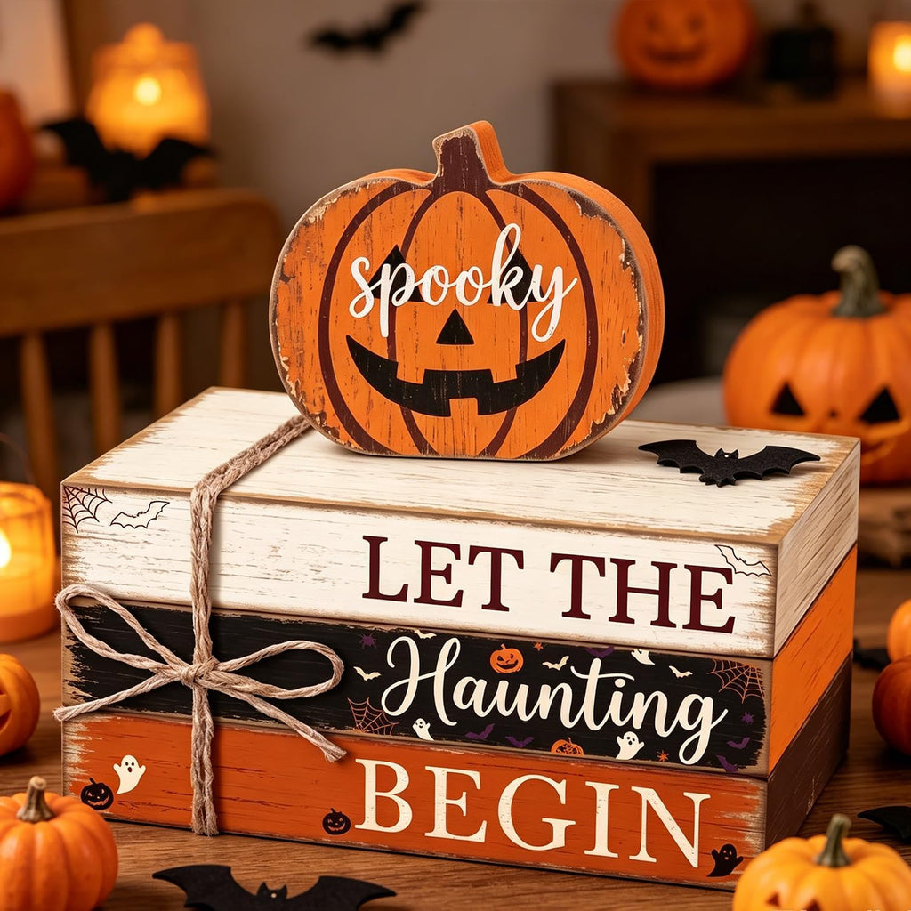 Halloween Pumpkin Decor Indoor, Halloween Table Decorations - Set of 4