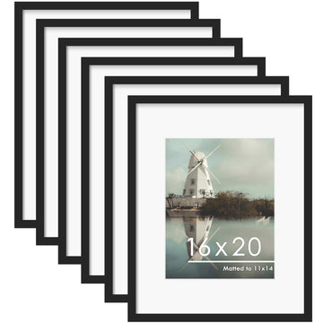 16x20 Picture Frame Set of 6, Wall Mounting Display, Black
