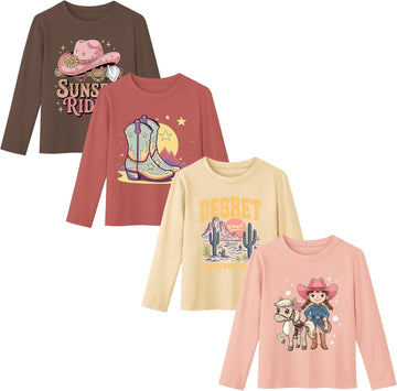 4 Pack Toddler Girls Long Sleeve Cotton Graphic Tees Size 18M