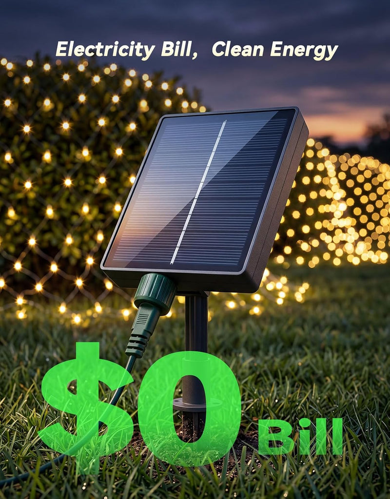 11.5 x 5FT Solar Net Lights Outdoor Waterproof with Remote