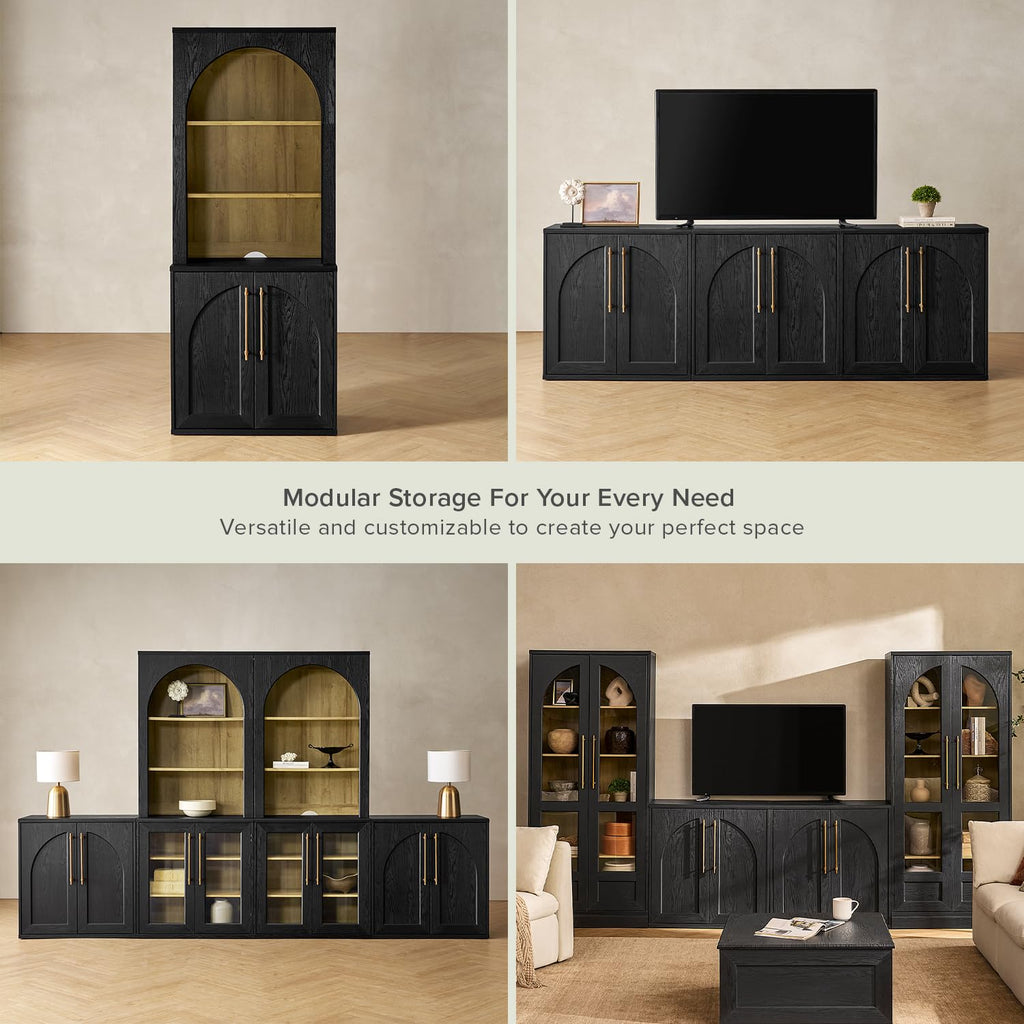 Blake Storage Cabinet, Buffet, Display Case (White Oak, Arched)