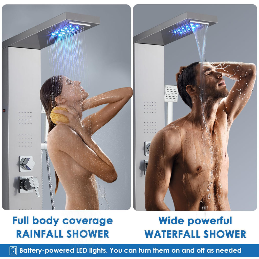 LED Shower Panel Tower System with Lights, 5 Shower Modes, 46.5 Inch