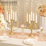 Candelabra Gold Candle Holders - 5 Arm 11.8" Wedding Candlestick Holder for Theme Party Table Centerpiece Decor