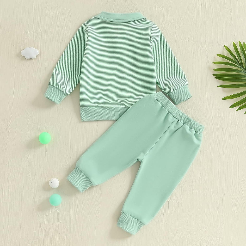 Toddler Boy Girl Golf Outfit Stripes Long Sleeve Sweatshirt Shirt Cute Pants Set Kids Baby Fall Winter Clothes