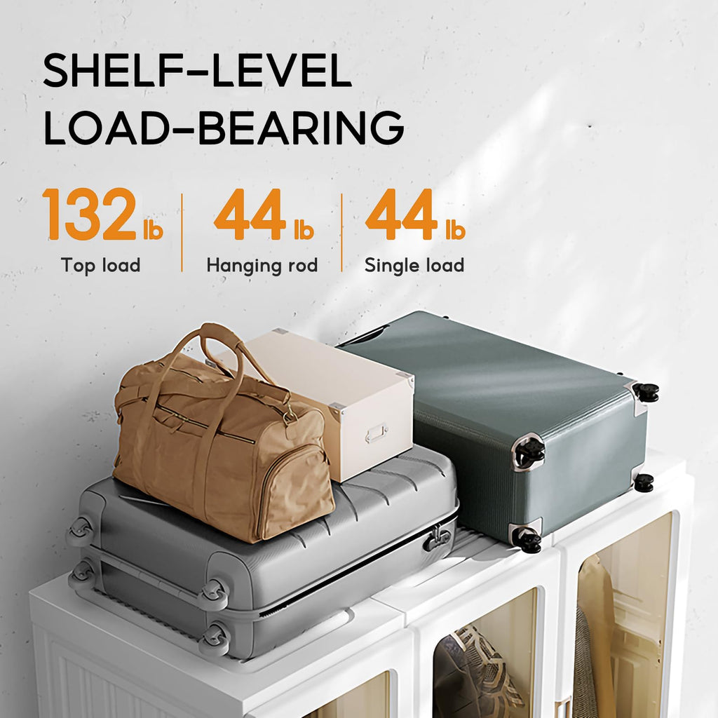 Portable Wardrobe Closet Storage Organizer for Clothes,Transparent Door Panels,Suitable ,Plastic Wardrobe with