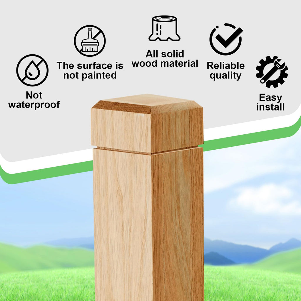 3" x 48" Solid Red Oak Stair Newel Post with Single Groove