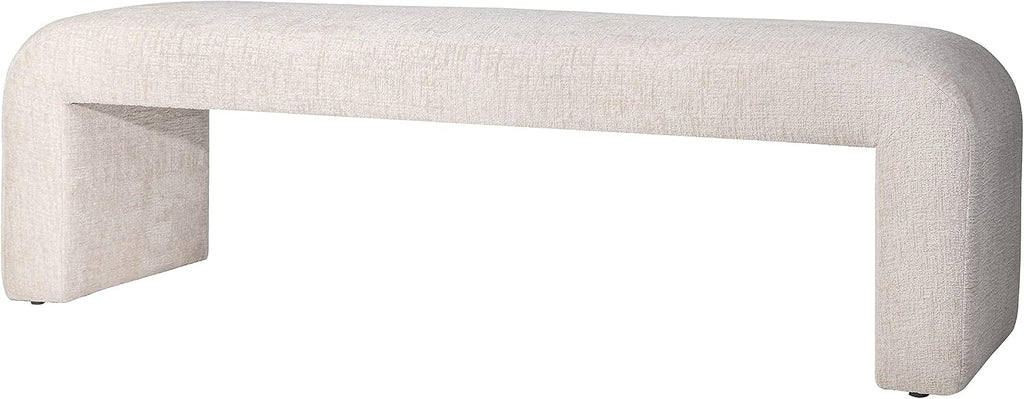Sophia Modern Luxury Curved Upholstered Jacquard Bedroom Hallway Bench, End of Bed Bench, Large Size, Natural