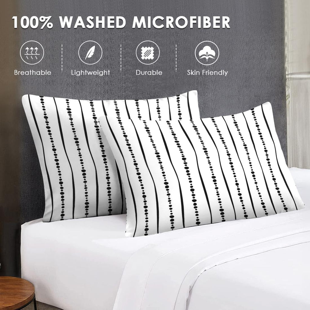 7 Pcs King Size Comforter Set, Striped Boho Bedding