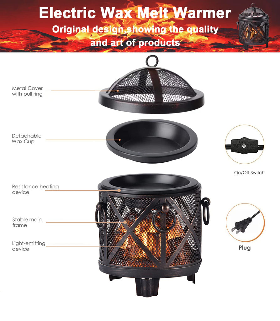 Wax Melt Warmer, 4-in-1 Electric Wax Melter, Oil Burner, Fireplace Wax Warmers, Bedroom Aromatherapy Present and