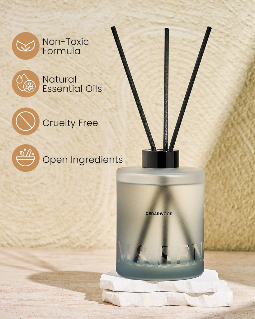 Reed Diffuser Set, Cedarwood, 17 oz Natural Essential Oil