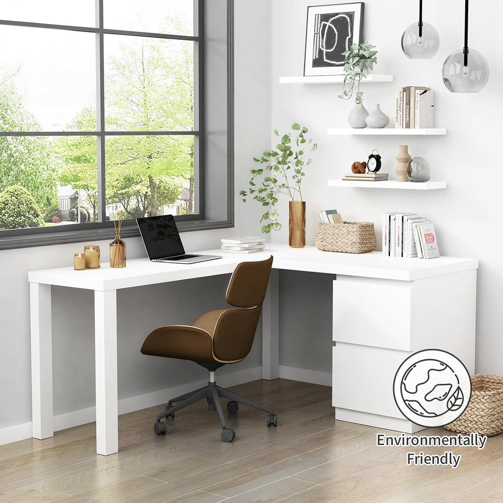 24 Inch Floating Shelves for Wall Decor, White Wall Book Shelves , Large Long Deep Hanging Shelves Office Laundry