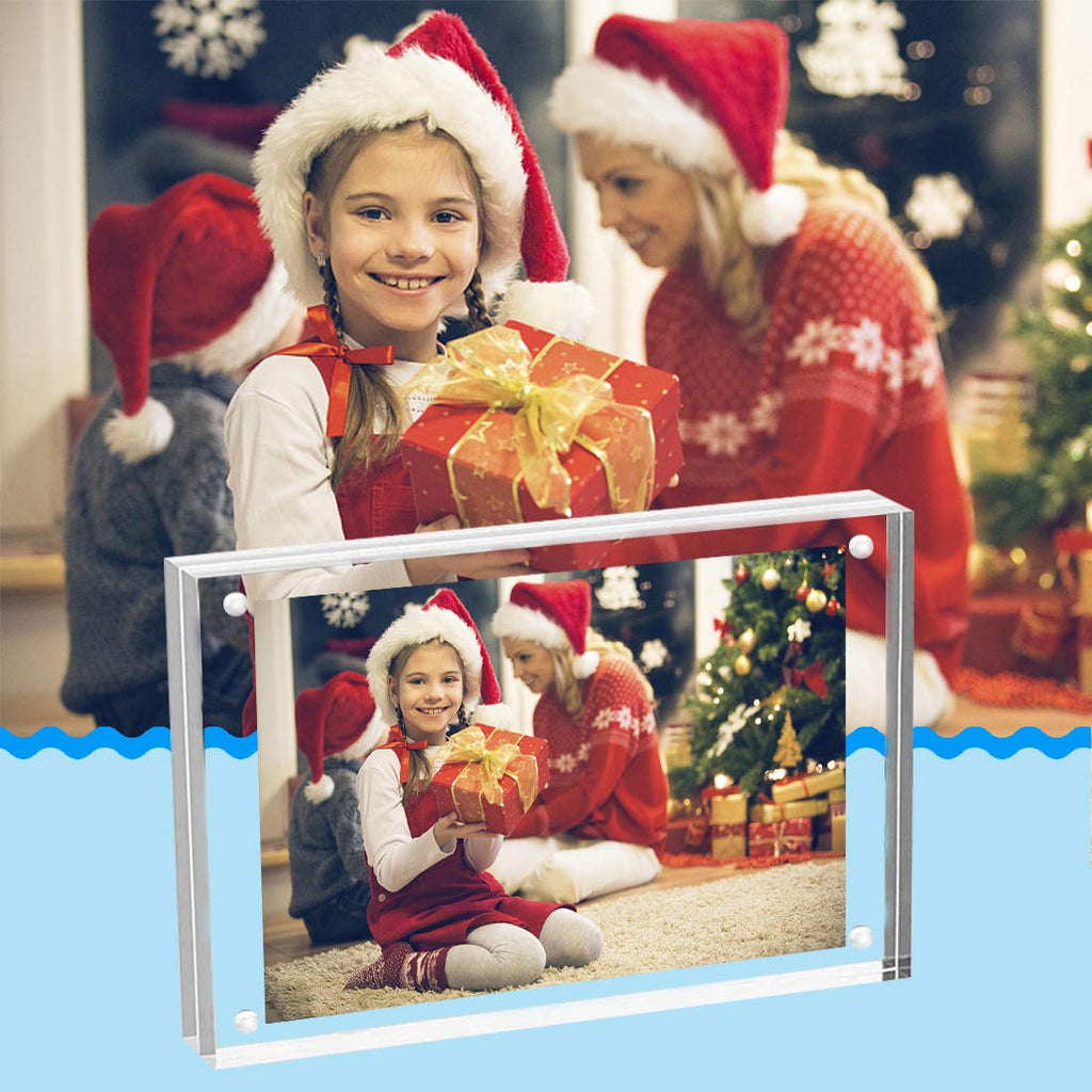 Acrylic Frame, 5 Pack 5x7 Acrylic Picture Frames, 24mm Thicker Frameless Clear Frame Double Sided Magnetic Frame