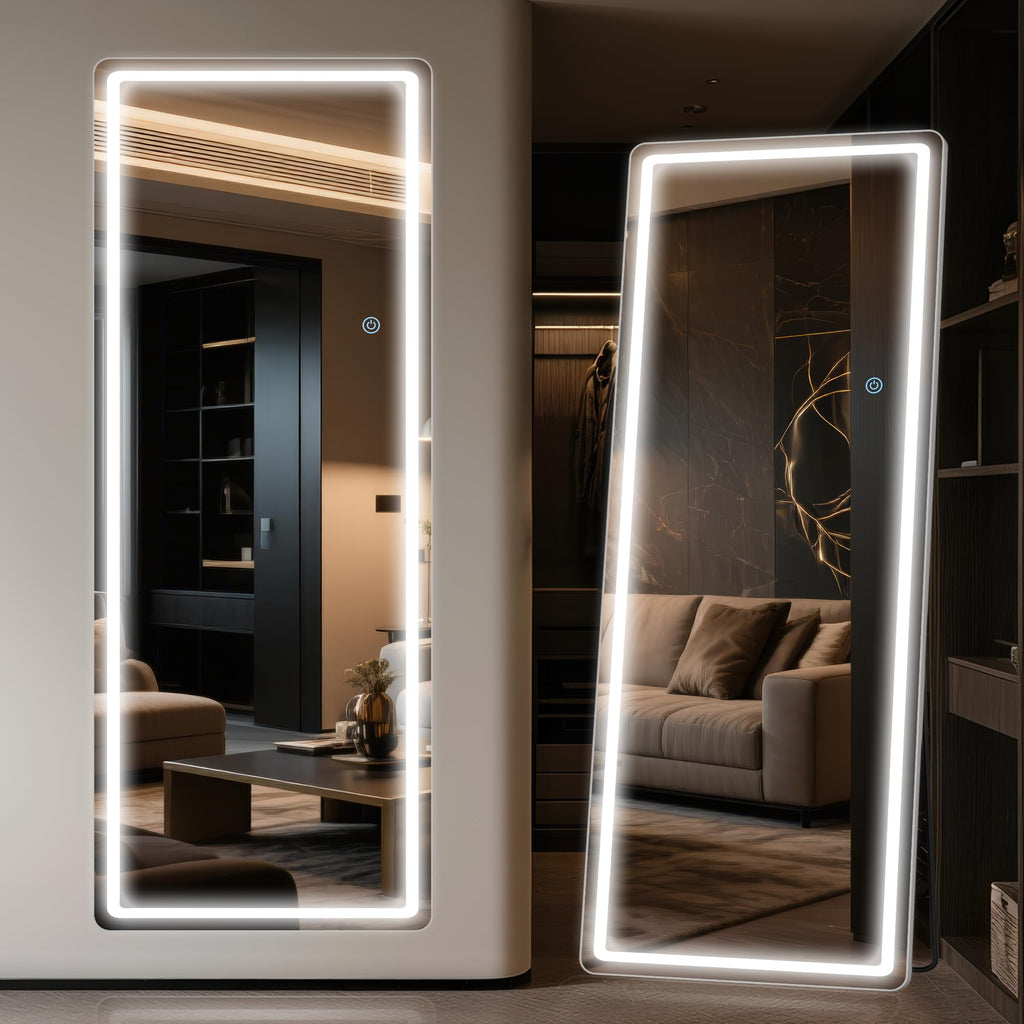 58"x18" LED Full Length Mirror, Lighted Floor Mirror, Rect