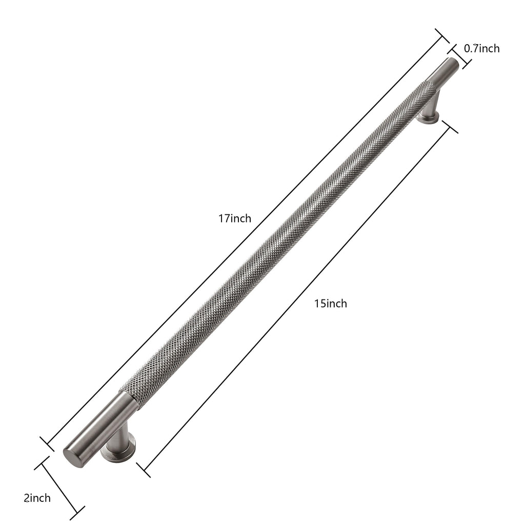 15 Inch(381mm) Soild Knurled Appliance Pulls Brushed Satin Nickel Cabinet Pulls Drawer Pulls Kitchen Hardware