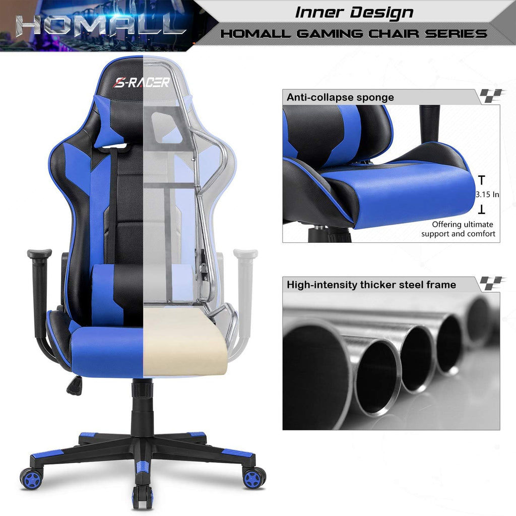 Gaming Chair, Office Chair High Back Computer Chair Leather Desk Chair Racing Executive Ergonomic Adjustable Swivel