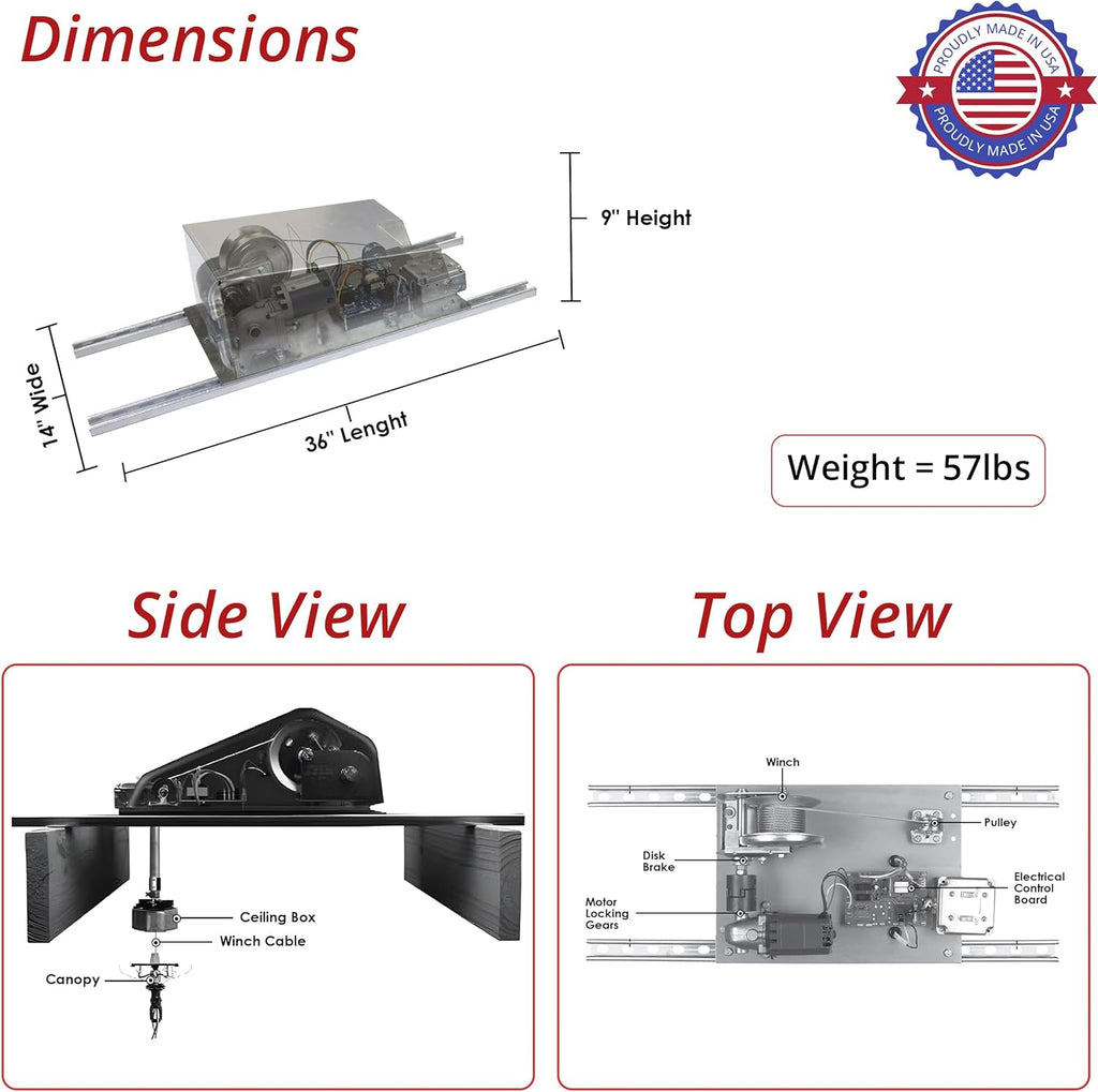300 lb Motorized Chandelier Lift System with Remote Control, Commercial Grade – Mid-Capacity
