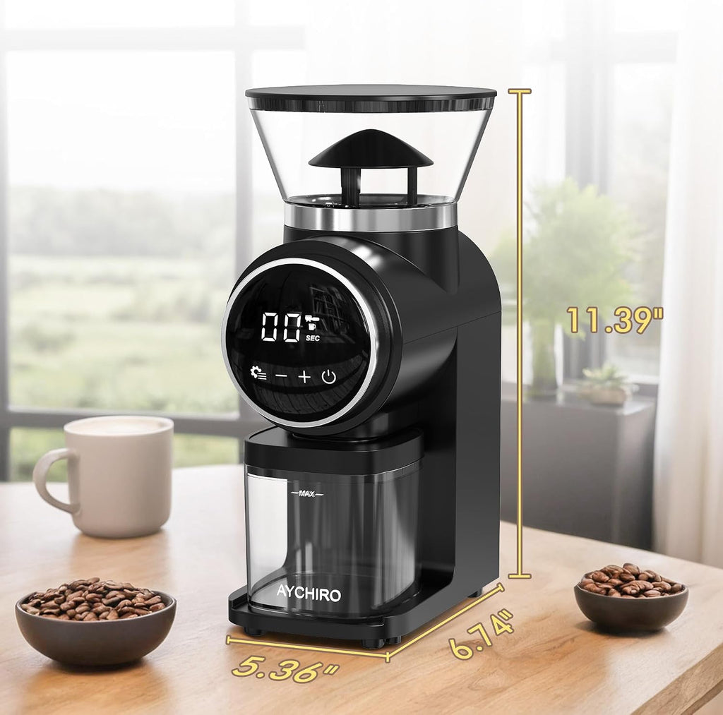 Electric Conical Burr Coffee Grinder, Touchscreen Coffee Grinder Use, Compact Burr Mill Grinder with 30 Grind