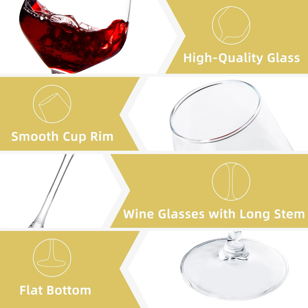 Wine Glasses Set of 8, 12oz Clear Red/White, Long Stem Wine Glasses and Home