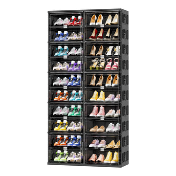 10 Tiers Foldable Shoe Rack Organizer Cabinet for Closet Entryway, Large Collapsible Shoe Storage Box with Magnetic