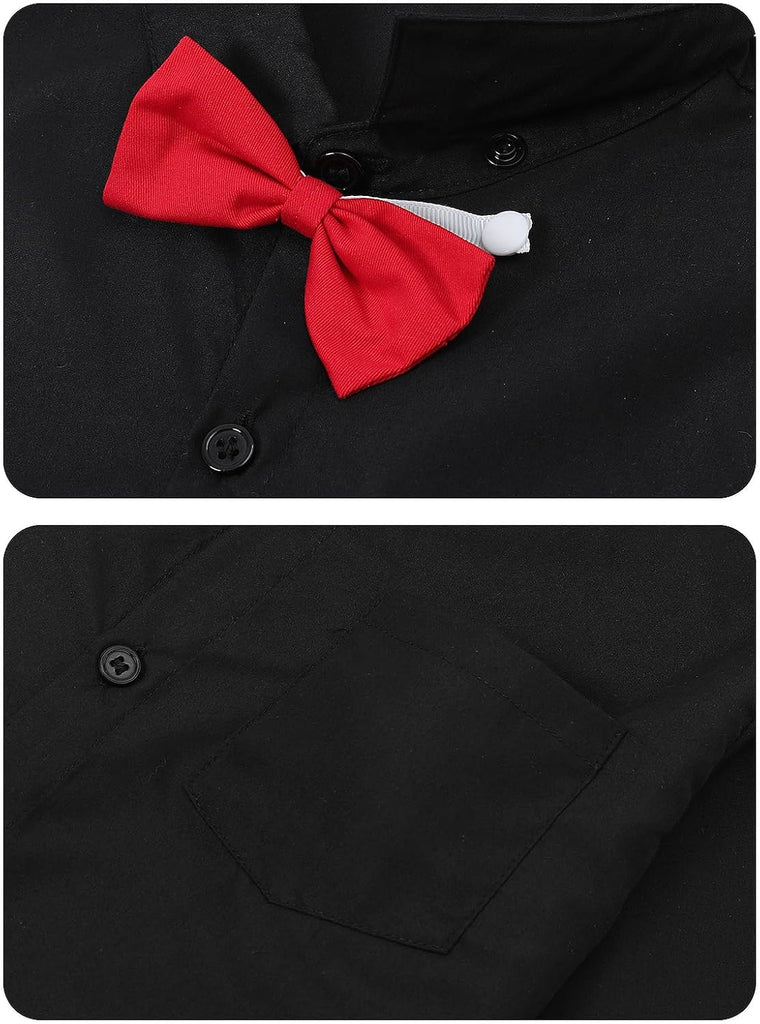 Toddler Suit Boys Suspender Dress Outfit & Bow Tie