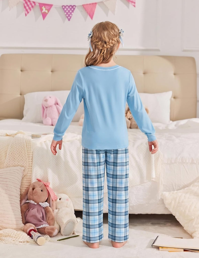 Girls Pajamas Set 2 Piece Long Sleeve Sleepwear Cozy Pj Loungewear