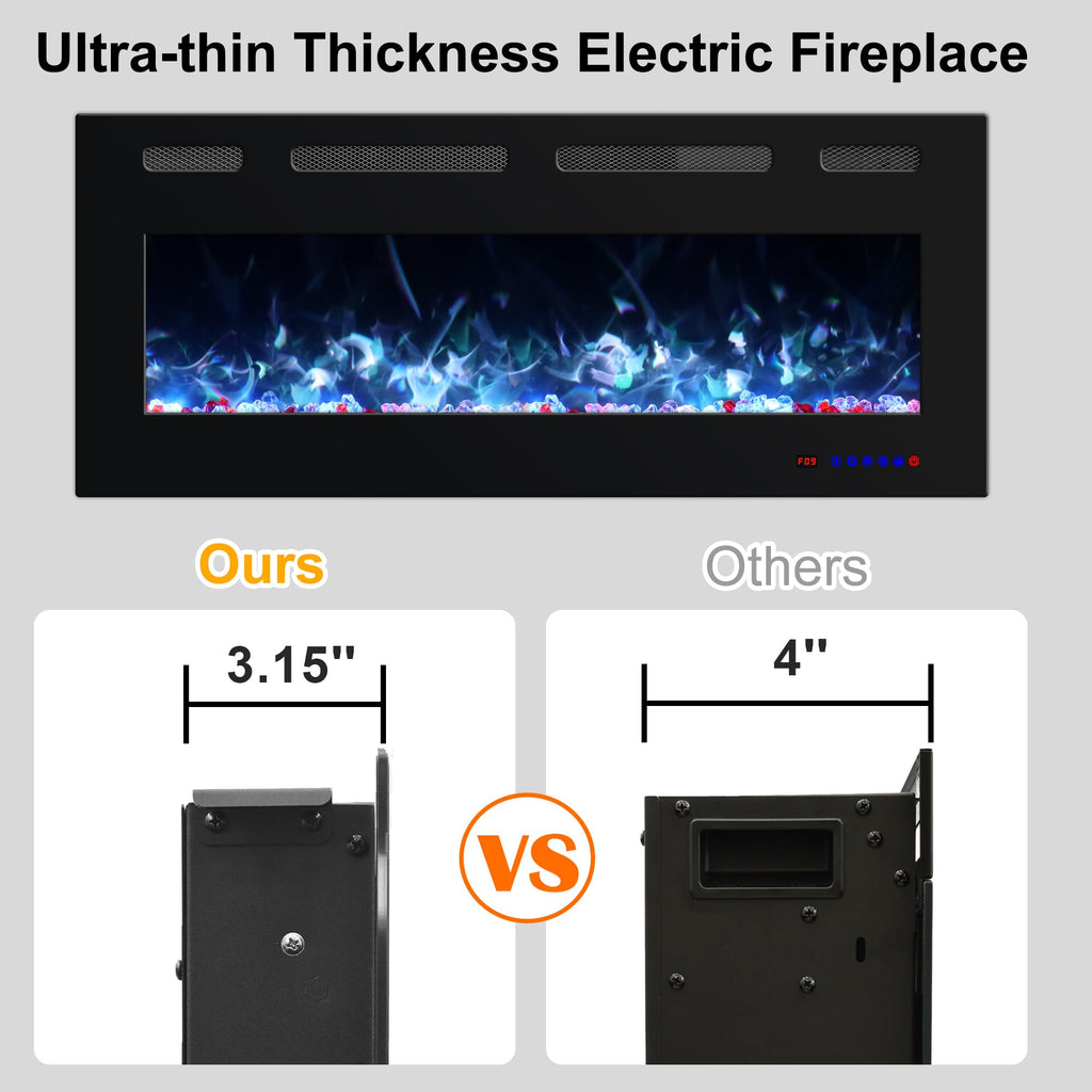 OxharkFlame 72in Smart WiFi Electric Fireplace Insert Wall Mounted Recessed