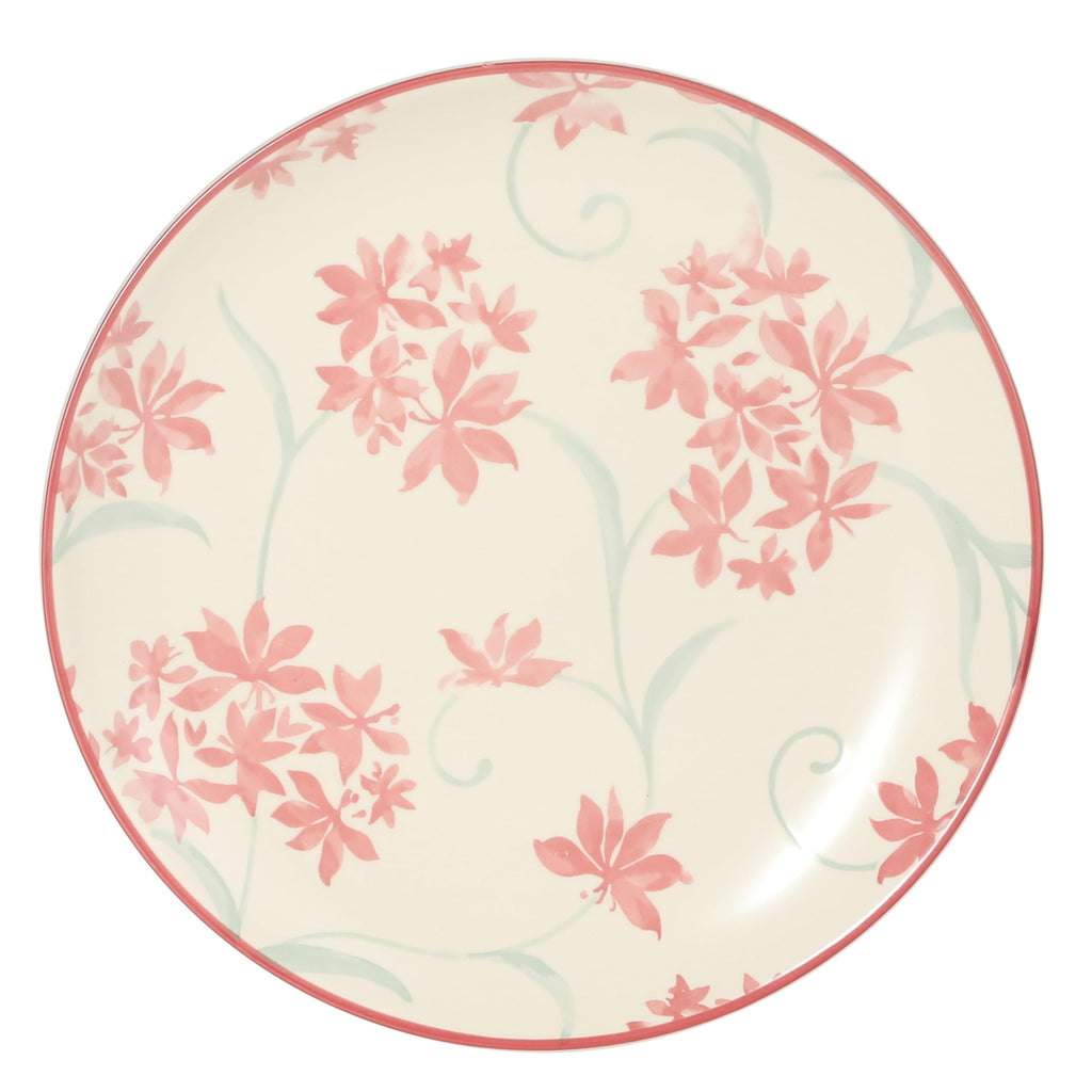 Admiral Hall 12-Piece Matte Stoneware Dinnerware Set - Dinner Plates, Salad Plates & Bowls with Pink Floral Pattern