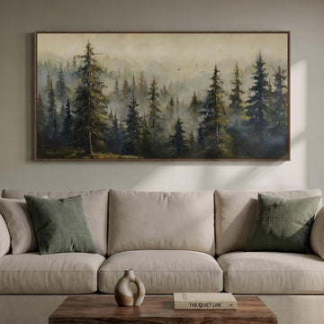 Framed Vintage Moody Forest Landscape Wall Art, 60x30 Inch