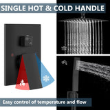Ceiling Mount Shower System Rain Shower Head with Handheld Spray High Pressure Shower Faucet Set Rough-in Valve Shower
