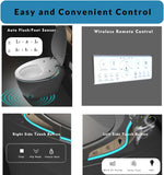 Grey Smart Toilet with Bidet Built In, Luxury Elongated Electric Toilet with Heated Seat&Foot Sensor