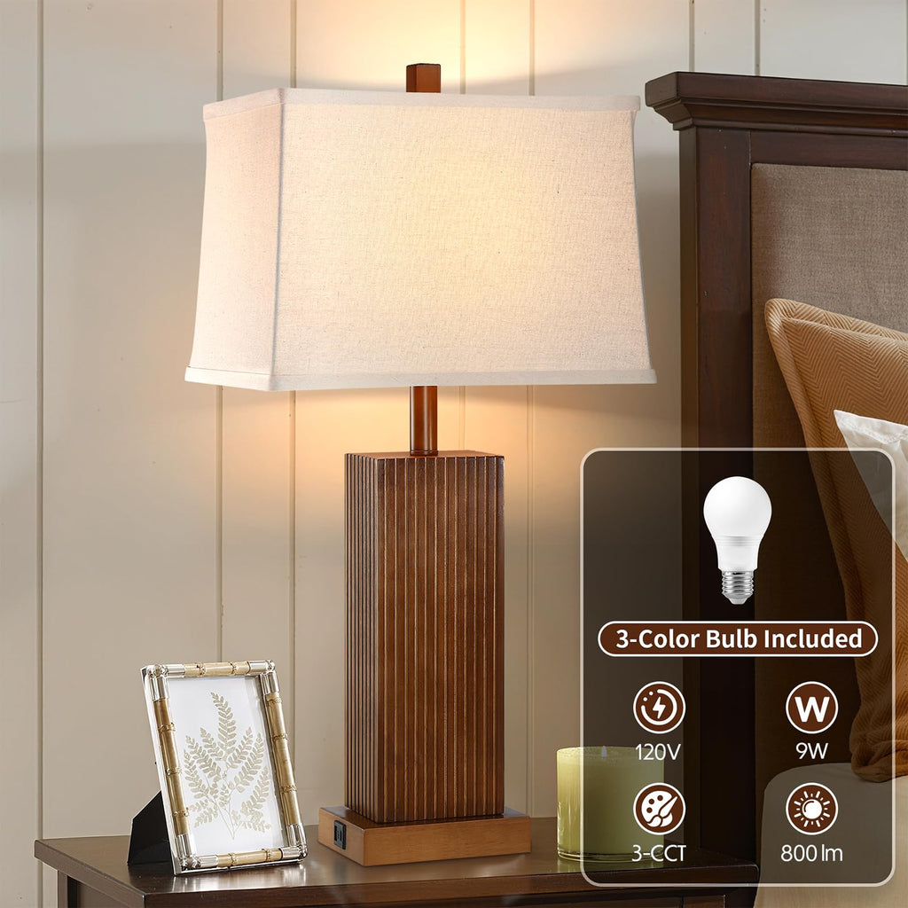27.5" Wood Table Lamp, Farmhouse Lamp