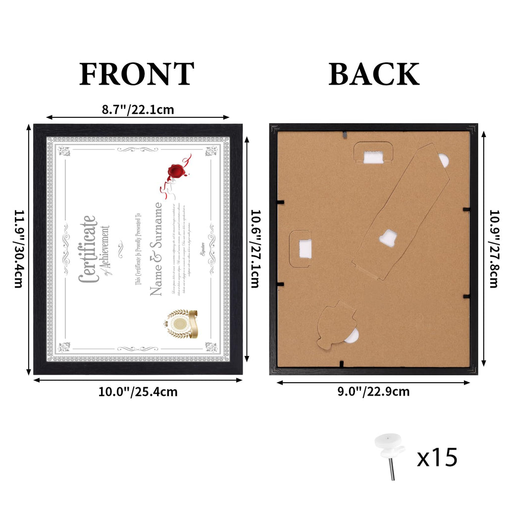15 Pack 8.5 x 11 Certificate Frame, Black 8.5 by 11 Picture Frames
