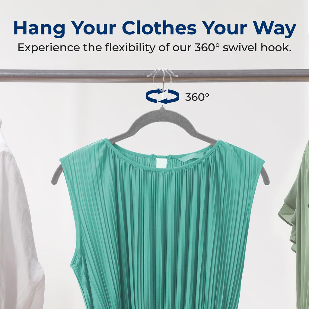 30-Piece Shirt Hangers, Premium Non-Slip Velvet Hangers Pack with 360° Swivel Hooks, Slim Space-Saving Design for
