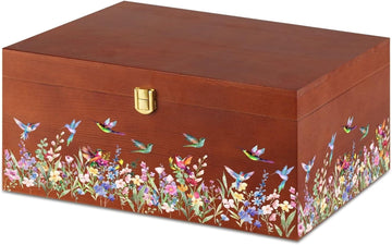 Hummingbird Gifts for Women, Large Keepsake Boxes with Lid, Wooden Storage Boxes, Decorative Organizer with Lid