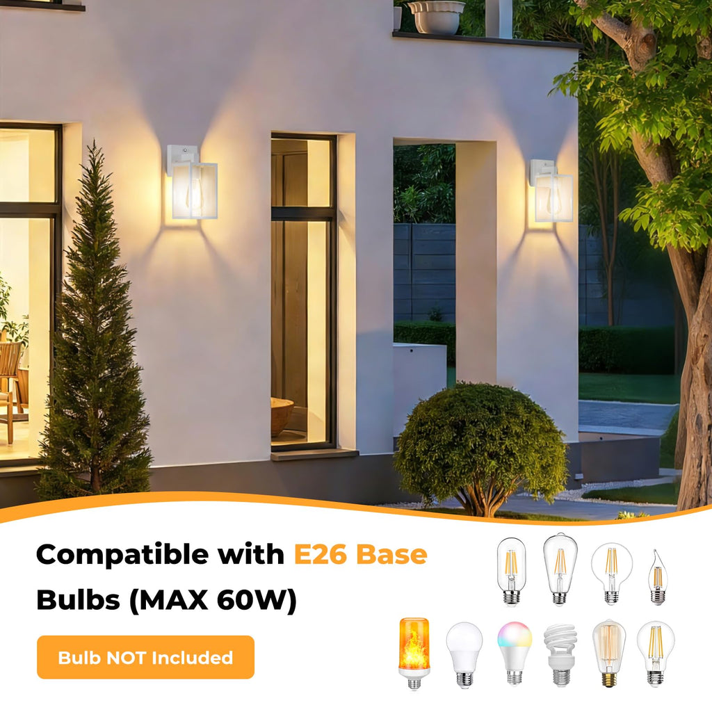 2-Pack Dusk to Dawn Waterproof Wall Light Fixtures Porch Light Wall Lantern