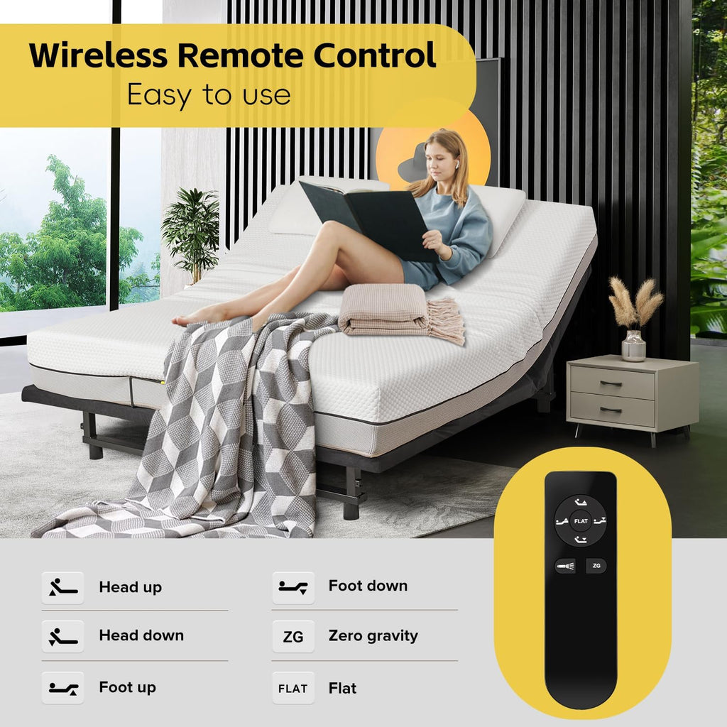 Electric Ergonomic Adjustable Bed Base King Size, Ultimate Adjustable Bed, Customizable Comfort, Independent Head