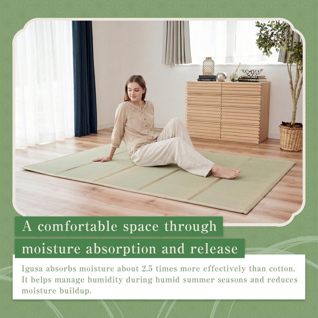 Japanese Tatami Mat, Foldable Igusa Rush Grass Floor Mat XL