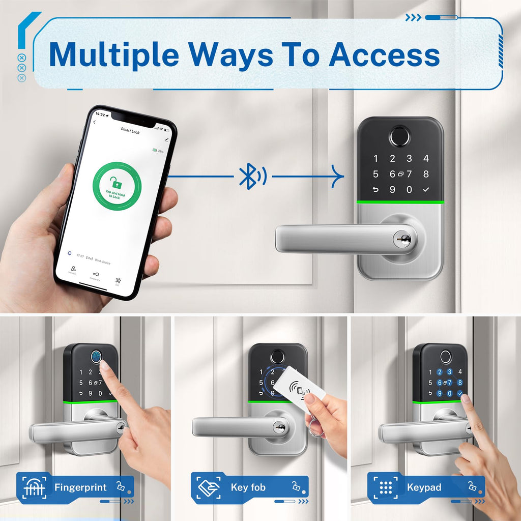 Keypad Smart Door Lock with Handle: Keyless Entry Door Lock - Smart Lock for Front Door - Electronic Door Lock with