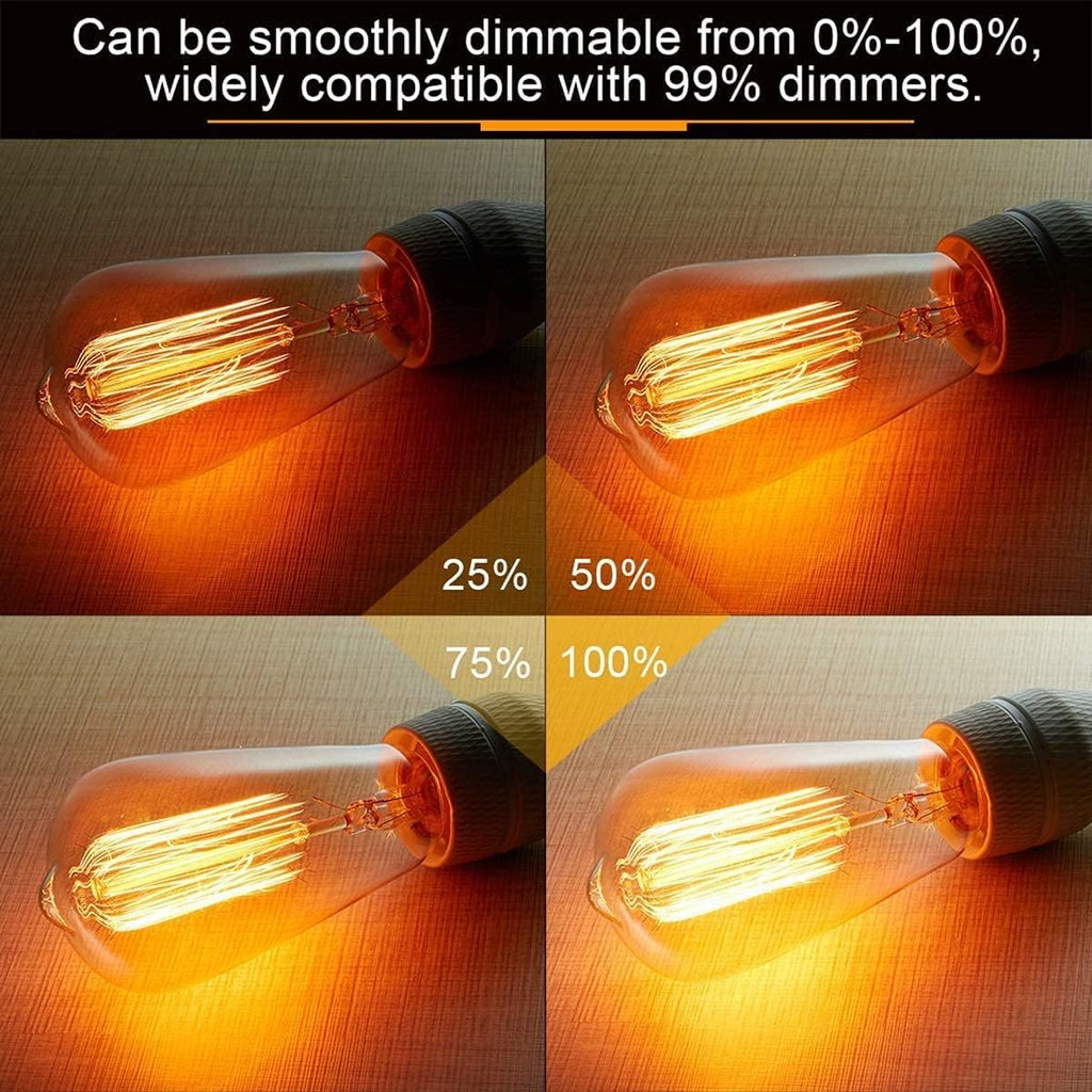 Edison Bulbs,60W Incandescent Light Bulbs,E26 Warm Amber Glass