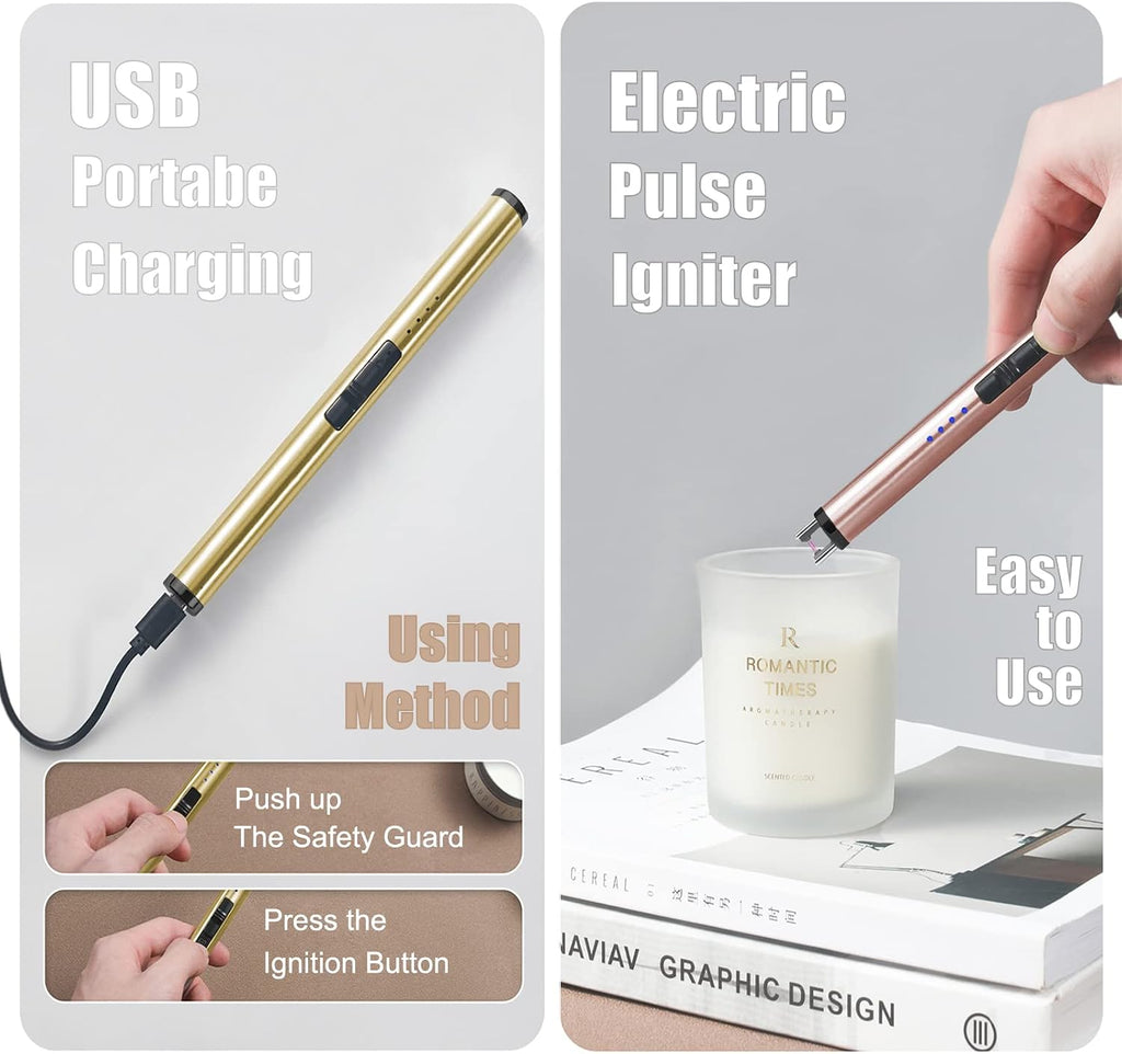 Exquisite Candle Accessories Tool Pack Bag, Rechargeable Electric Lighter, Wick Trimmer, Dipper, Snuffer and Tray