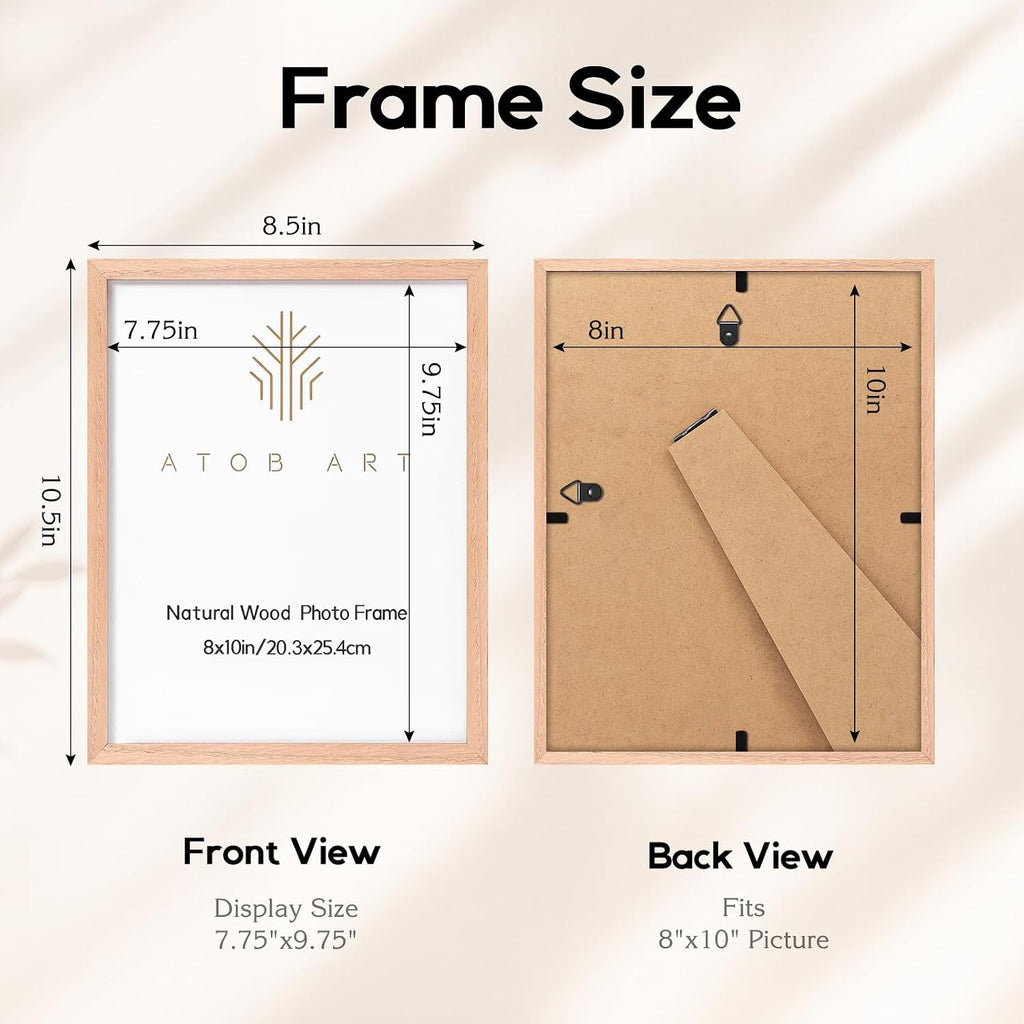 8x10 Solid Oak Wood Picture Frames, 6 Pack | Natural solid oak frames with polished real glass, horizontal & vertical