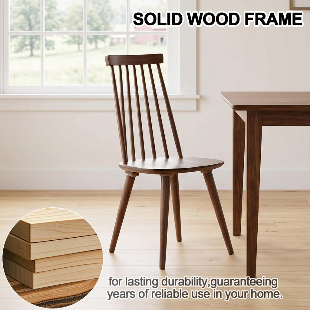 Walnut Windsor Wooden Dining Chairs Set of 6