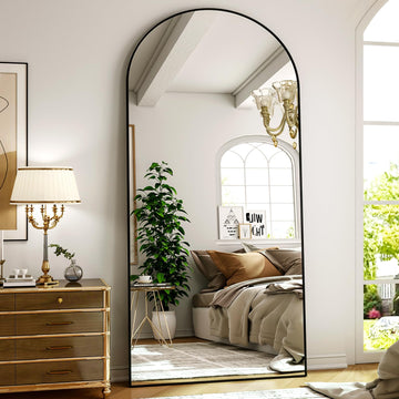 Arched Full Length Mirror 71"x26" Leaning Hanging Decor Black