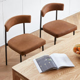Brown Faux Leather Dining Chairs Set of 2